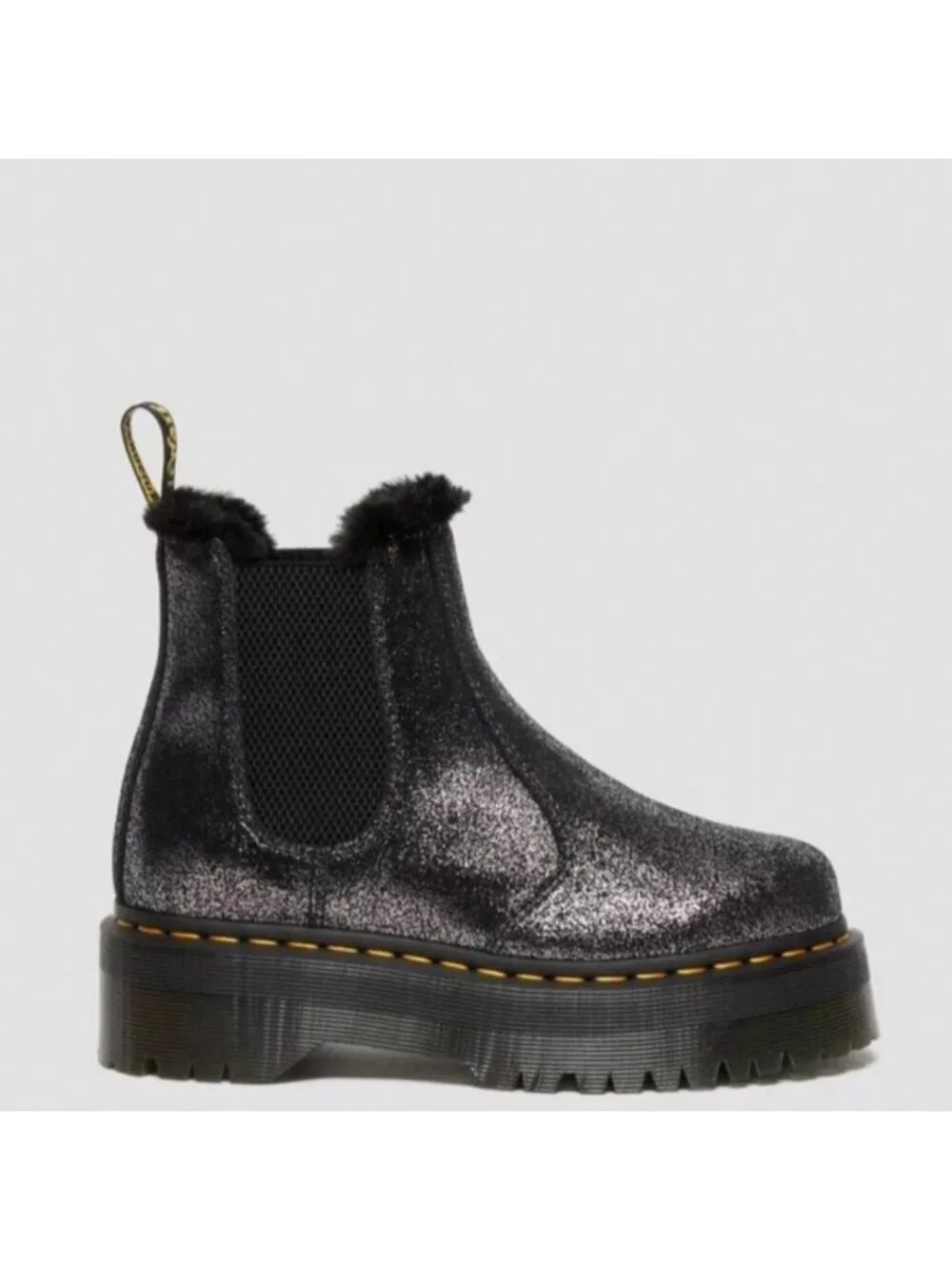 Dr. Martens 2976 Faux Fur-Lined Metallic Platform Chelsea Boots